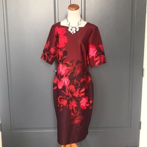 Women’s fall floral dress burgundy sz 16